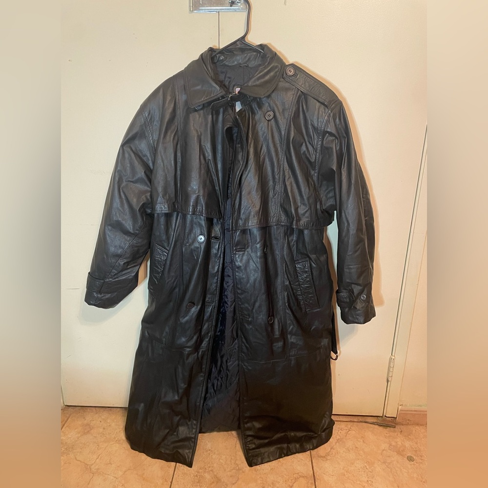 CFI Trench Coat Black Leather Size L